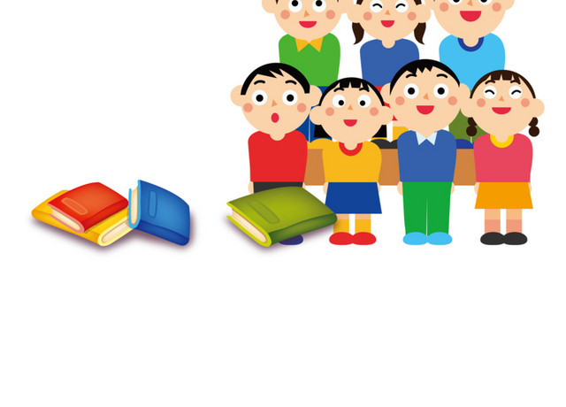 一起唱歌的小学生