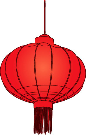 红色古灯素描素材