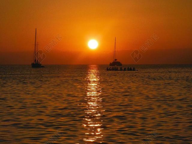 日落 加勒比的日落 海 水 热带 海滩 旅行 夏天 自然