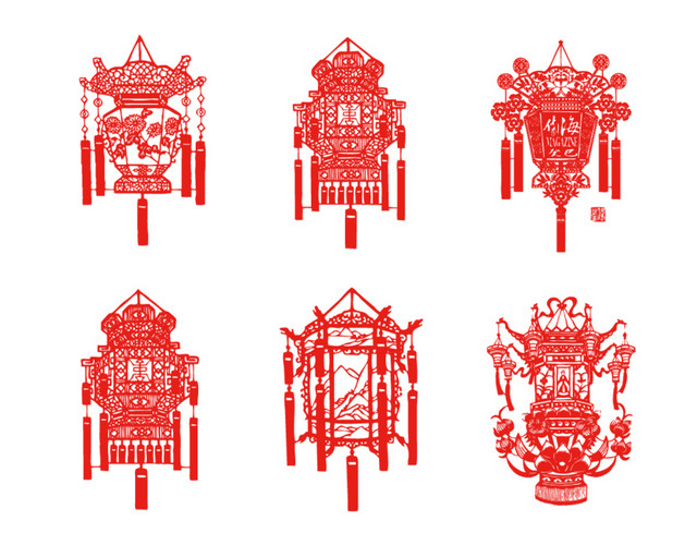 中国传统剪纸灯笼素材