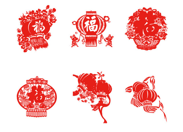 中国传统剪纸灯笼素材