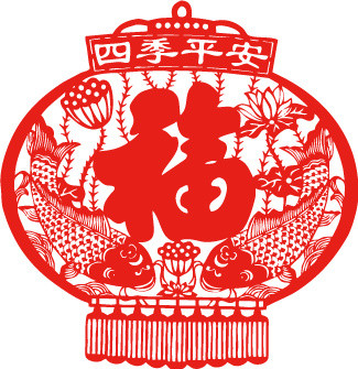 喜庆剪纸灯笼素材