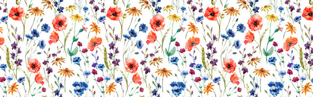 卡通水彩清新花卉底纹背景BANNER