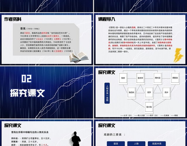 深蓝色简约风雷雨小学二年级语文下册PPT课件二年级语文下册课件