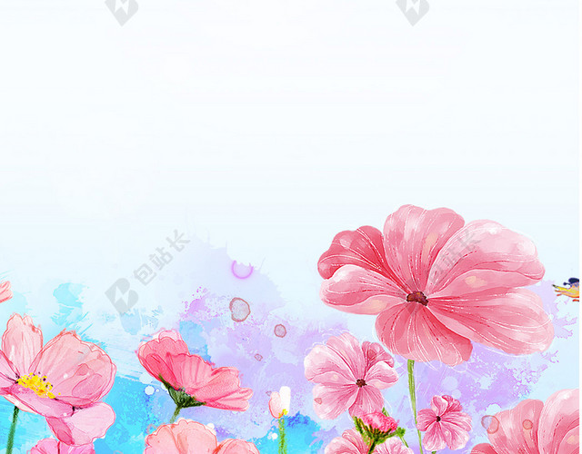 水彩粉色花卉妇女节H5背景