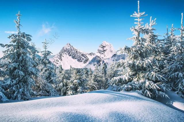 旅游唯美冬季雪山背景图片