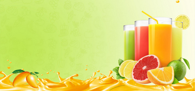 绿色水果自然健康背景BANNER