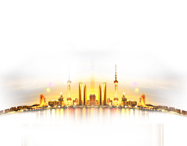 金黄色弧线形城市风景
