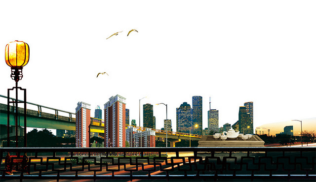房地产元素街景  城市夜