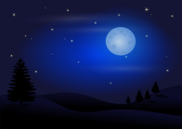 深夜山中唯美的夜景