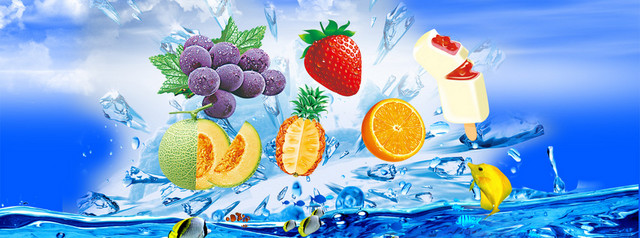 夏日水果酷爽组合背景图