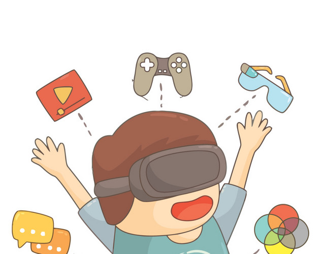 矢量戴VR眼睛的小孩素材