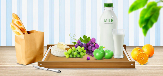 面包苹果橙子水果美食海报BANNER