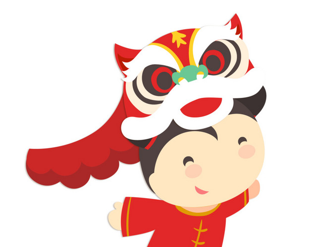 儿童中国风中国娃舞狮