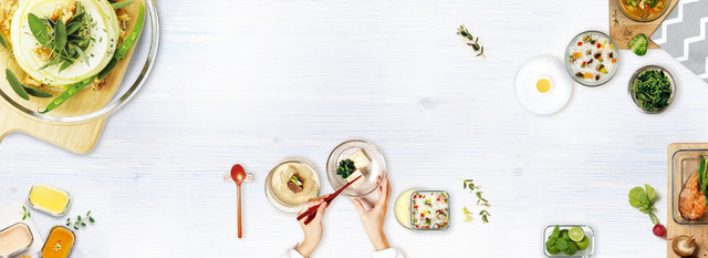 美食简约文艺白色BANNER背景