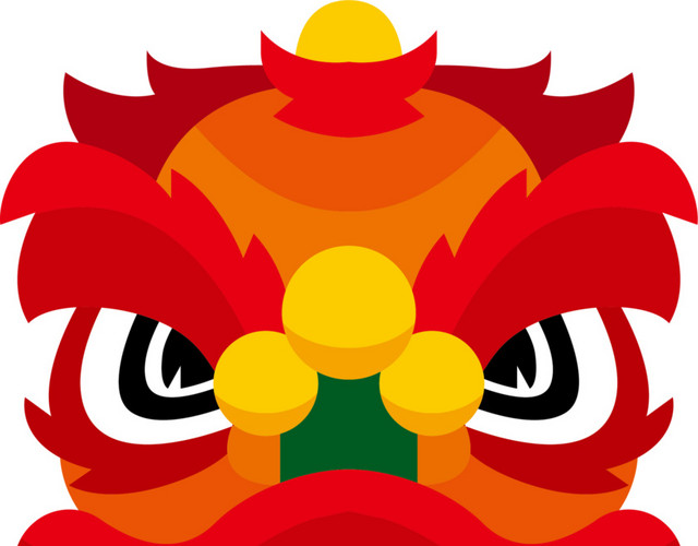 新年红色舞狮狮子头