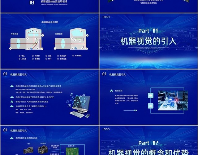 蓝色简约商务机器视觉企业培训PPT课件