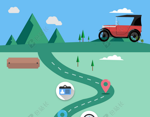 公路汽车可爱绿色背景
