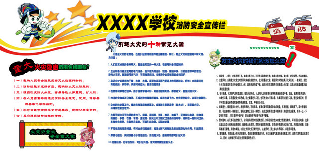 学校消防安全宣传栏模板免费素材
