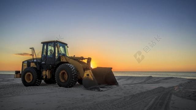 海滩 日出 黄昏 海洋 户外 工资装载机 沙 海 海滨
