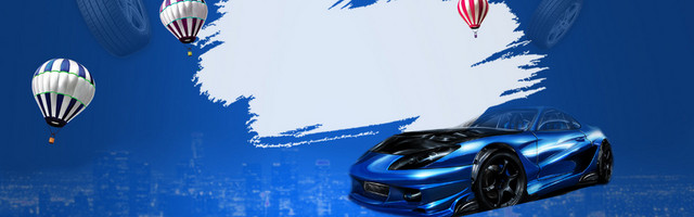 汽车轮胎蓝色旅行摄影扁平BANNER