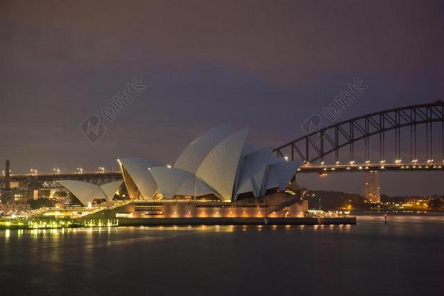 自然悉尼歌剧院夜景背景图片
