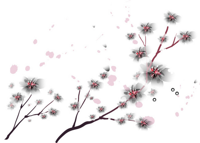 卡通手绘桃花枝