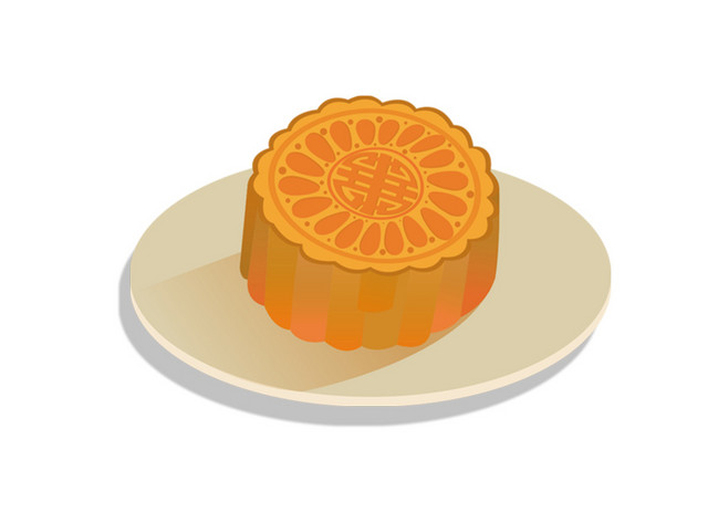 橙色圆弧月饼食物元素