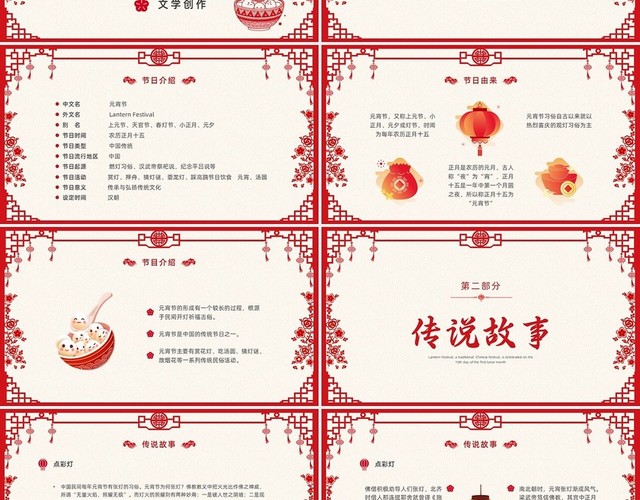 红色中国风剪纸元宵节节日庆典PPT课件