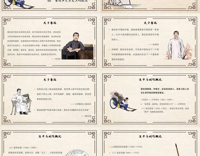 复古边框鲁迅名人人物介绍