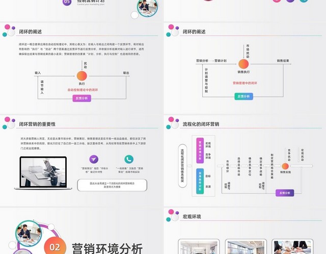 彩色水彩简约商务闭环营销企业培训PPT课件