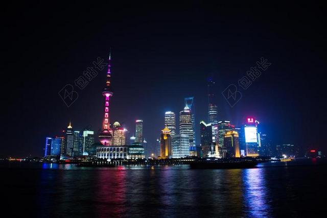直到深夜 上海 城市 光 视图