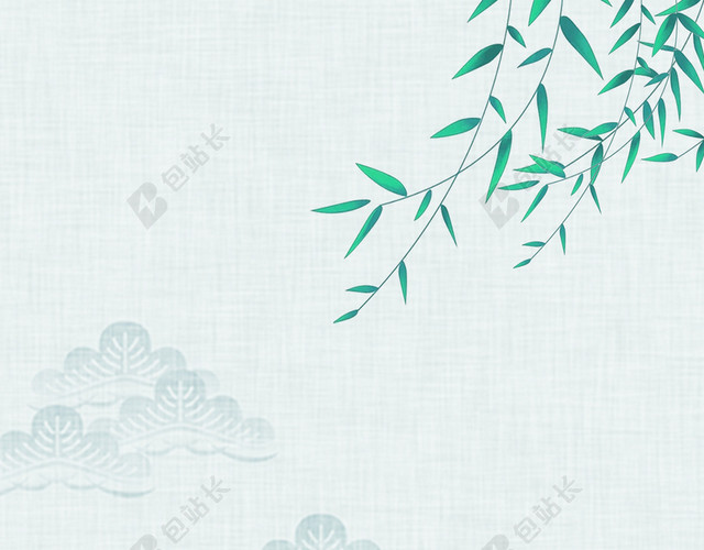 浅绿色古典春季上新花鸟春天背景