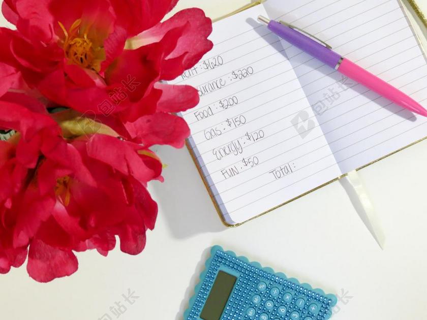 红色生活纹理鲜花和记录背景图片