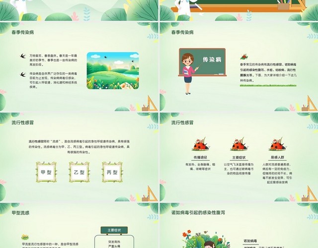 绿色水彩小清新春季传染病预防培训PPT课件