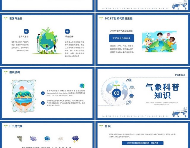 蓝色水彩简约世界气象日节日庆典PPT课件