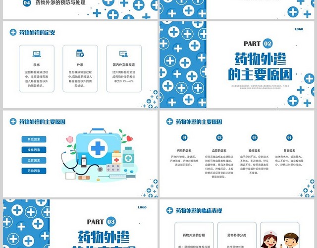 蓝色简约输液外渗液体外渗的处理方法PPT课件输液外渗的处理方法