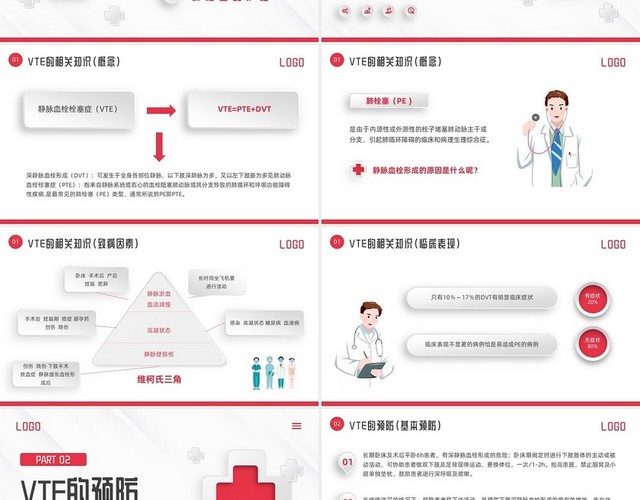 红色微立体VTE的预防及护理PPT模板