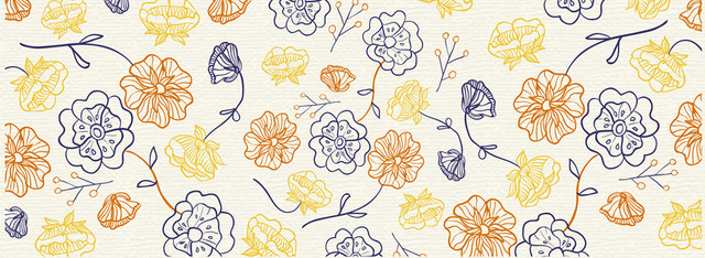 卡通手绘玫瑰花纹背景BANNER