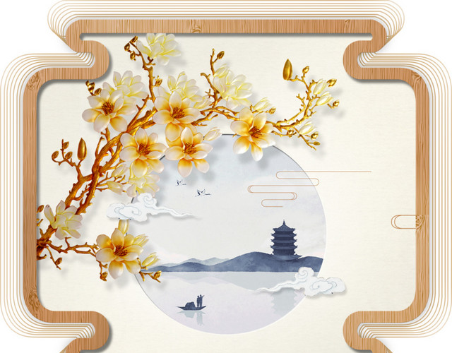 中国风窗框装饰画