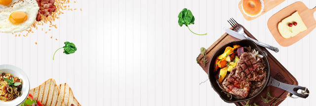 烧烤美食几何简约白色BANNER