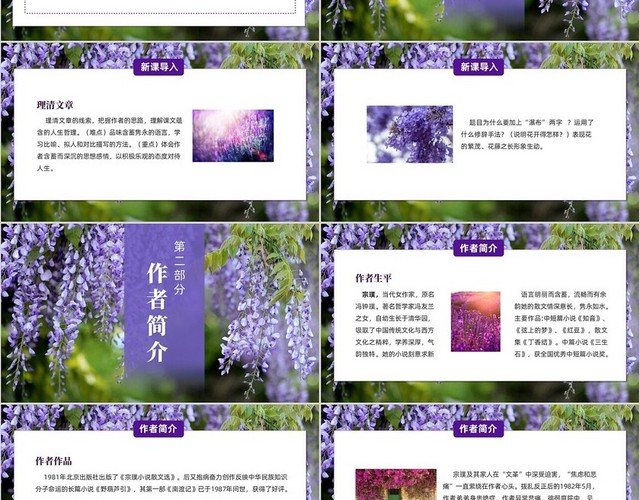 实拍风紫藤萝瀑布七年级语文课件PPT模板