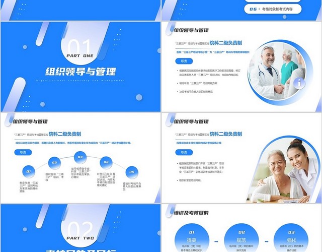 蓝色渐变高端商务三基三严培训及考核管理医疗培训通用PPT模板