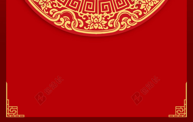 中国红喜庆灯笼简约花纹边框背景