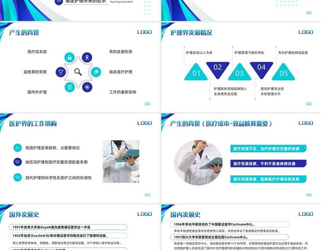 蓝色简约循证护理PPT模板