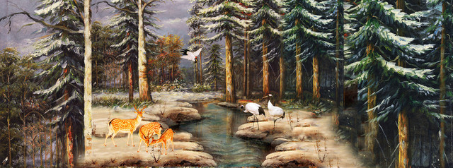树林清新油画背景BANNER