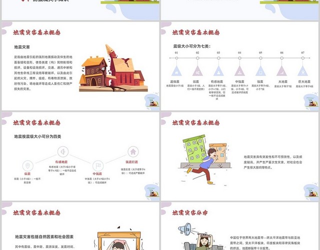彩色边框插画防震减灾安全教育PPT课件