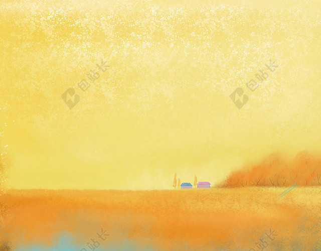 黄色田野油画背景