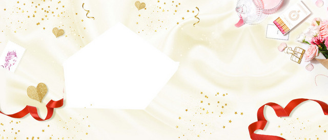 37少女节购物促销爱心丝带金BANNER