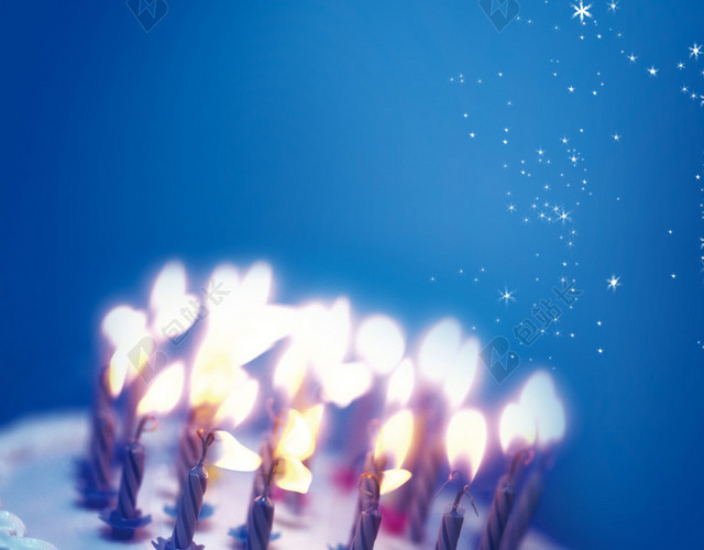 蓝色生日蛋糕背景